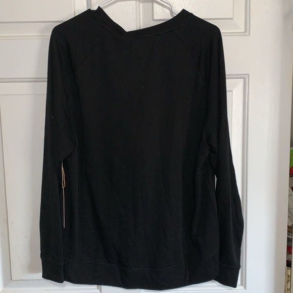 🦃 Christmas RAE DUNN Black FEELING FESTIVE Top & Red Striped Cozy Socks NWT L - Picture 6 of 10